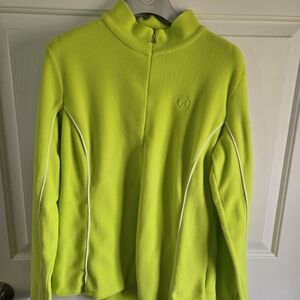 Bogner Arielle Full Zip Fleece, Sz. L, Neon Green, w/ Swarovski Crystal Accents